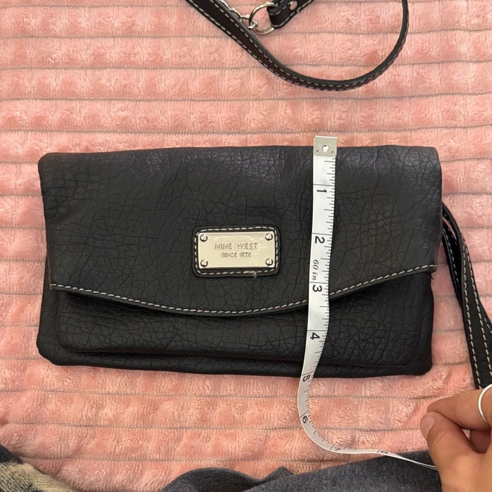 Nine West Convertible Crossbody Clutch | Black Faux Leather | OS